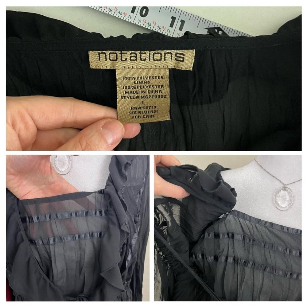 Notations Black Ruffled Sheer Blouse - Picture 7 of 7
